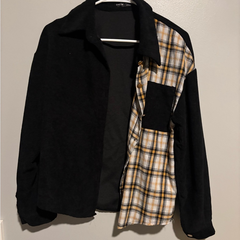 Black and Plaid Corduroy Jacket